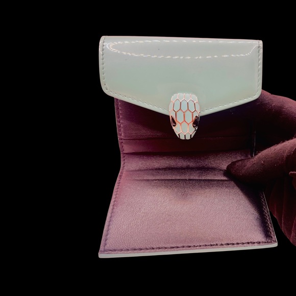 BVLGARI Serpenti Mint Green Patent Leather Wallet - Picture 11 of 12